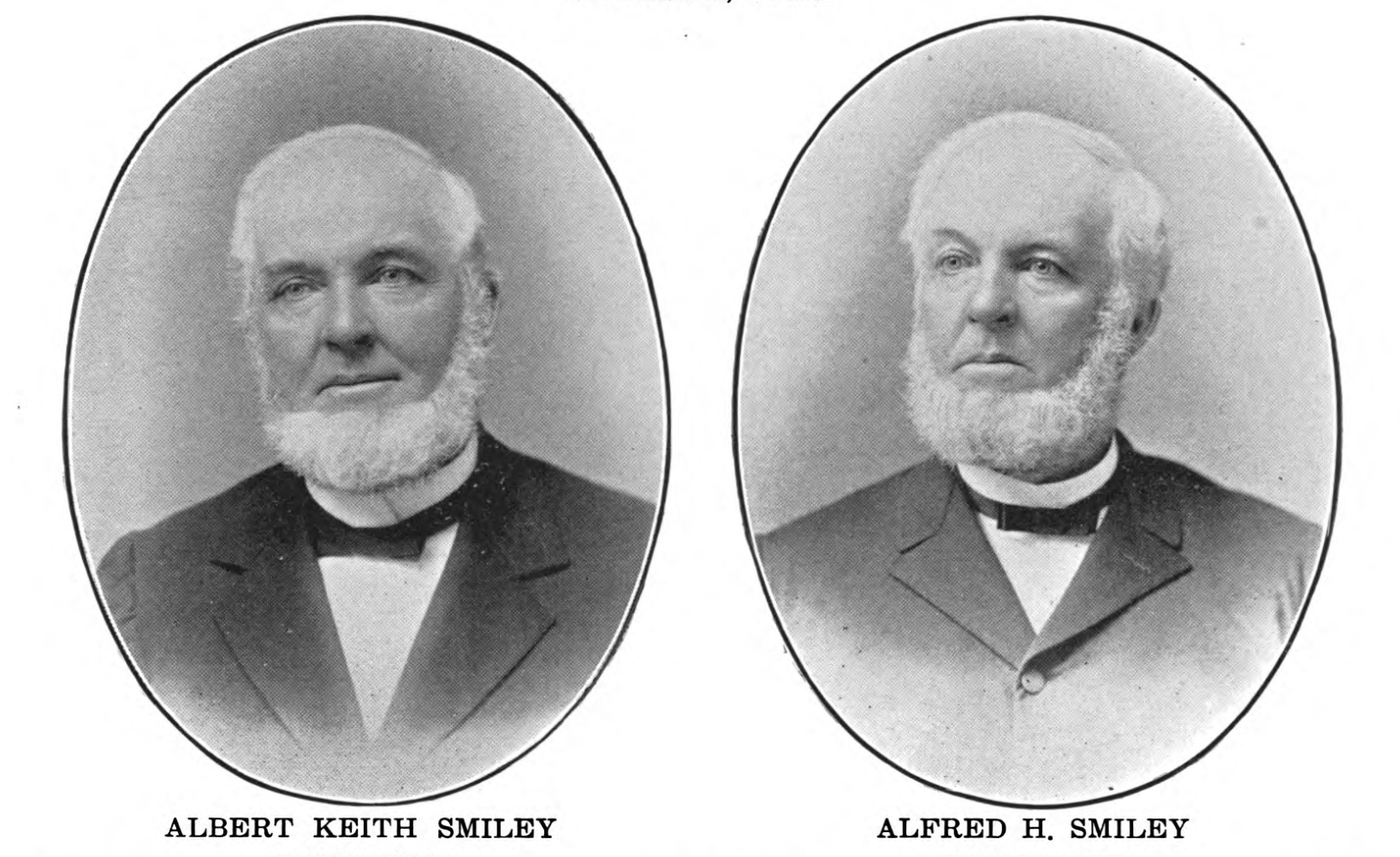 Albert K. Smiley and Alfred H. Smiley — the Quaker twin brothers who founded Mohonk Mountain House in 1869