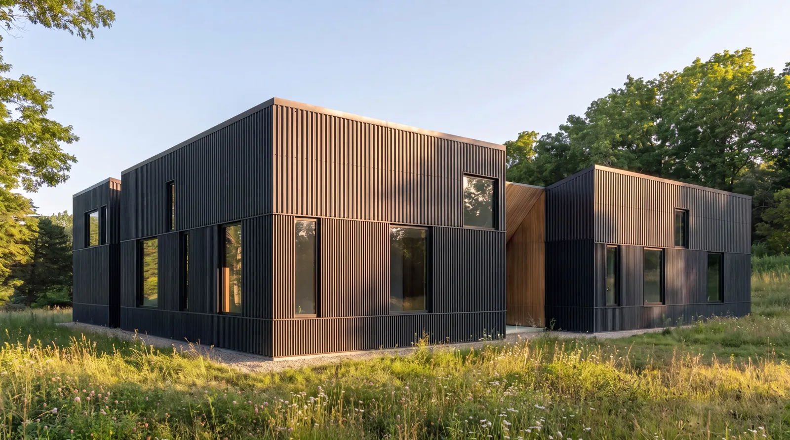 HighFell — exterior from the meadow, architectural rendering