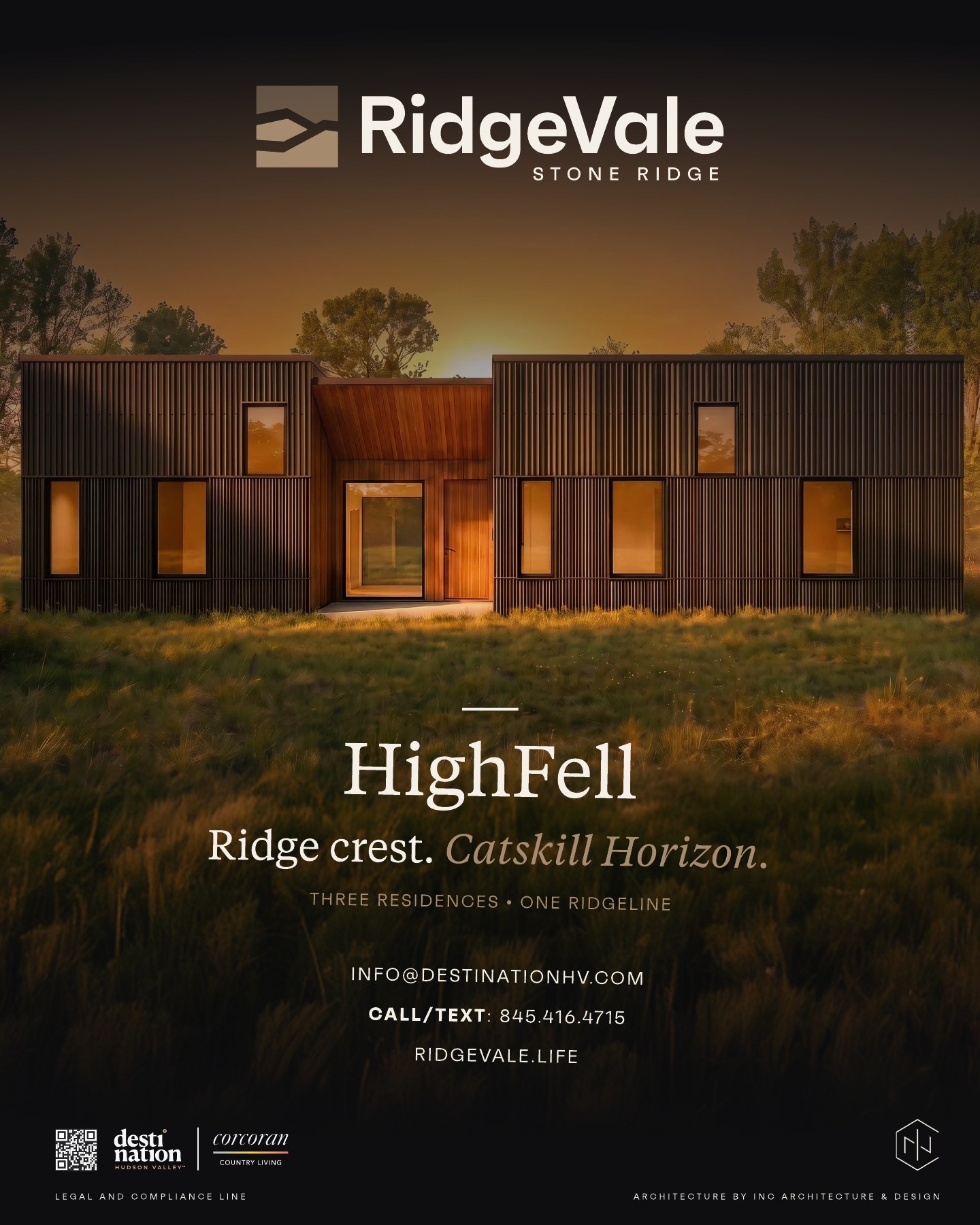 HighFell lot sign, 24 by 30 — Ridge crest. Catskill horizon.