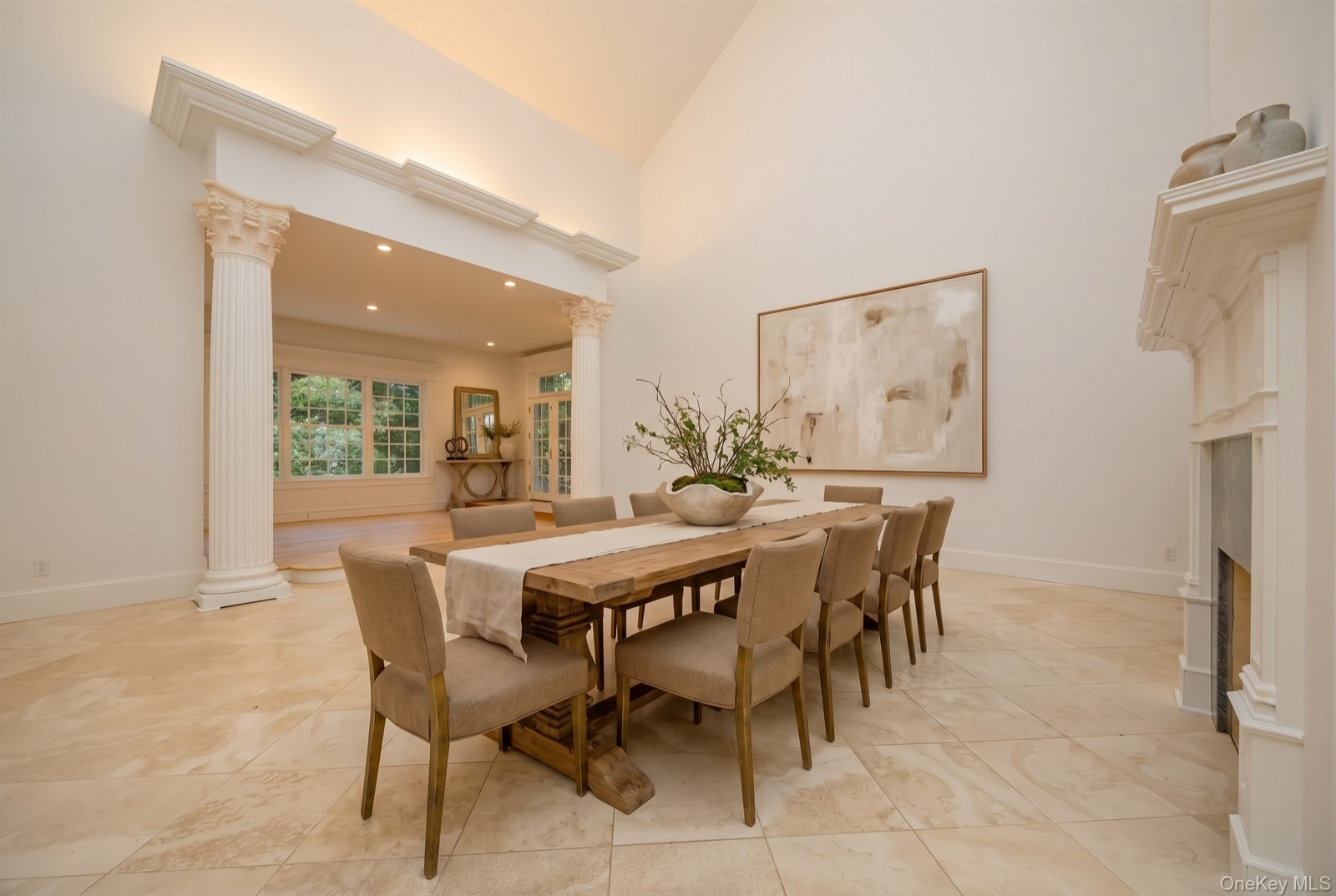 Formal dining room virtually staged and editorially enhanced