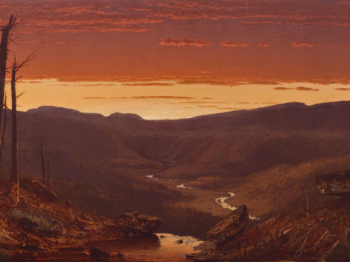 Sanford Robinson Gifford's twilight painting of the Hudson Valley — the river the Palatines came up in 1710